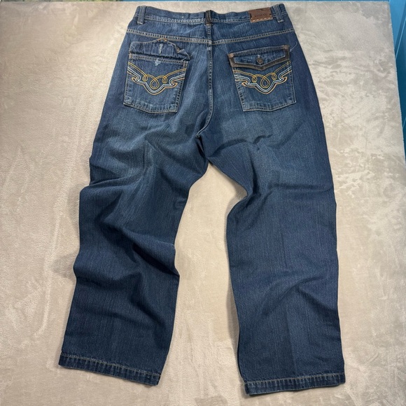 Vintage Y2K Koman Jeans Men's Sz 36x32 Baggy Wide Leg Dark Blue Grunge - Picture 3 of 9